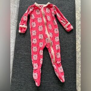 Kickee Pants Pink Owl Print Kids Footie